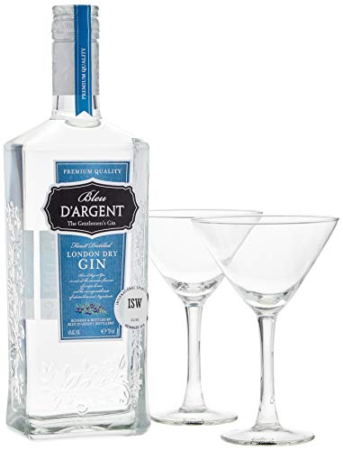 Bleu D'Argent Gin Geschenkset mit 2 Gläsern (1 x 0.7 l) von Bleu D'Argent