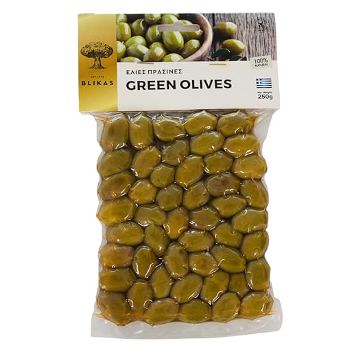 Blikas Griechische Grüne Oliven, Packung mit 2 x 250 g (insgesamt 500 g) von Blikas