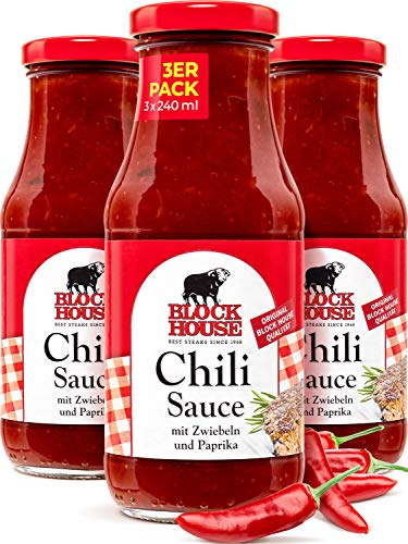 Block House Chili Sauce 3x 240ml pikant und scharf - in Restaurantqualität von Block House