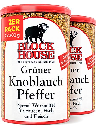 Block House Knoblauchpfeffer mit weissem Pfeffer 2x 200g - Gewürzmischung in Restaurantqualität von Block House