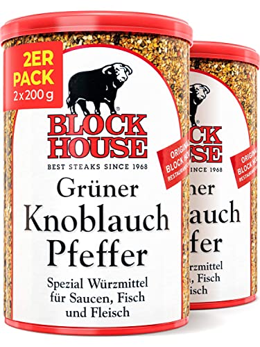 Block House Knoblauchpfeffer mit weissem Pfeffer 2x 200g - Gewürzmischung in Restaurantqualität von Block House