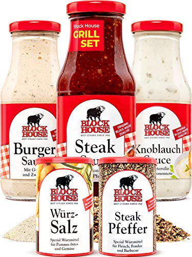 Block House Set Saucen mit Steak Pfeffer 200g & Würzsalz 500g von Block House