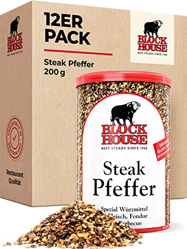 Block House Steak Pfeffer Gewürzmischung 12x 200g - in Restaurantqualität von Block House