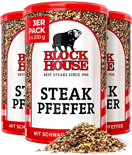 Block House Steak Pfeffer mit schwarzem Pfeffer 3x 200g - Gewürzmischung in Restaurantqualität von Block House