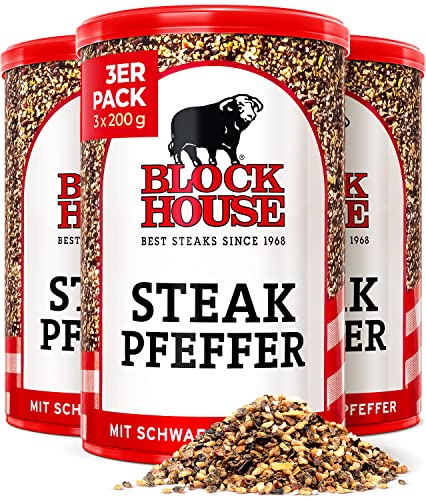 Block House Steak Pfeffer mit schwarzem Pfeffer 3x 200g - Gewürzmischung in Restaurantqualität von Block House