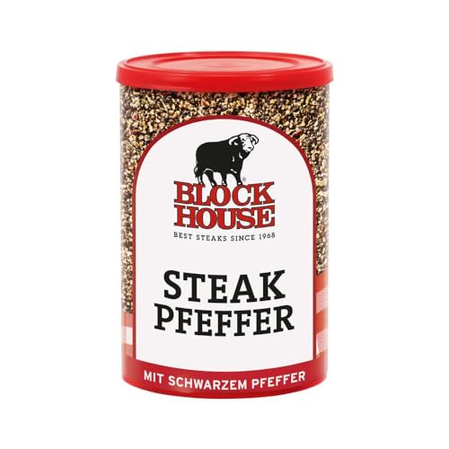 Block House Steak Pfeffer, Gewürzmischung für Steaks in Restaurantqualität auch für Marinaden geeignet, 200g Dose mit Streuaufsatz von Block House