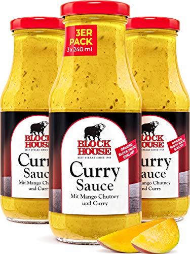 Block House Sweet Mango Curry Sauce 3x 240ml - in Restaurantqualität von Block House