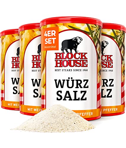 Block House Würzsalz mit weissem Pfeffer 4x 500g - in Restaurantqualität von Block House