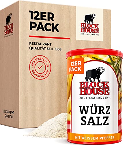 Block House Würzsalz mit weissem Pfeffer 12x 500g - in Restaurantqualität von Block House