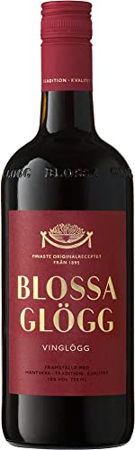 Blossa Vinglögg 0.75L (10% Vol.) | Nordischer Roter Glühwein | Der Beliebteste Glögg Schwedens mit Winterlich Aromen aus Kardamom und Nelke von Blossa