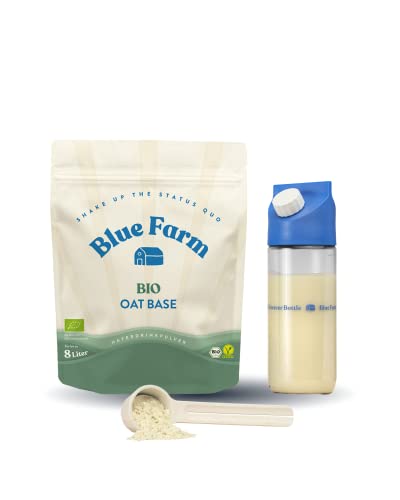 Blue Farm Starter Kit Deluxe Bio bestehend aus Mixflasche, Dosierlöffel und 8 Liter Haferdrink zum Selbstmischen | 100% vegan, laktosefrei & glutenfrei | 90% weniger Verpackungsmüll von Bluefarm
