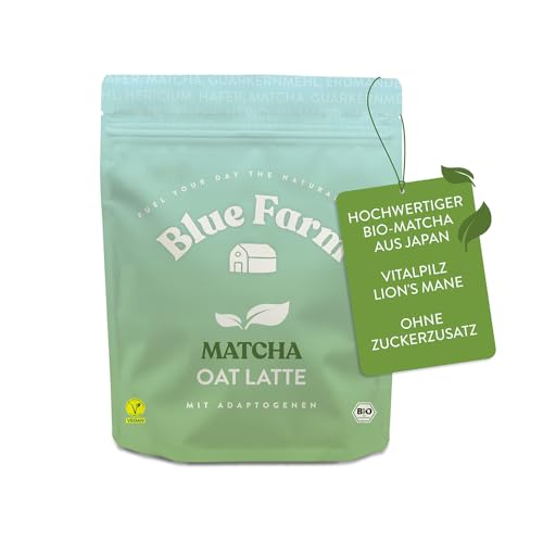 Blue Farm Bio Matcha Oat Latte auf Haferbasis ohne Zuckerzusatz - Mit Bio-Matcha & dem Vitalpilz Lion's Mane - Vegan - laktosefrei & glutenfrei - gute Löslichkeit & cremig-lecker Blue Farm Bio Matcha Oat Latte auf Haferbasis ohne Zuckerzusatz - Mit Bio-Matcha & dem Vitalpilz Lion's Mane - Vegan - laktosefrei & glutenfrei - gute Löslichkeit & cremig-lecker von Bluefarm