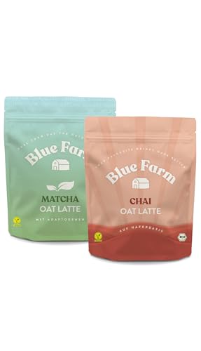 Blue Farm Bio Matcha und Chai Oat Latte auf Haferbasis ohne Zuckerzusatz | 100% Vegan | Laktosefrei & glutenfrei | weniger Verpackungsmüll Blue Farm Bio Matcha und Chai Oat Latte auf Haferbasis ohne Zuckerzusatz | 100% Vegan | Laktosefrei & glutenfrei | weniger Verpackungsmüll von Bluefarm