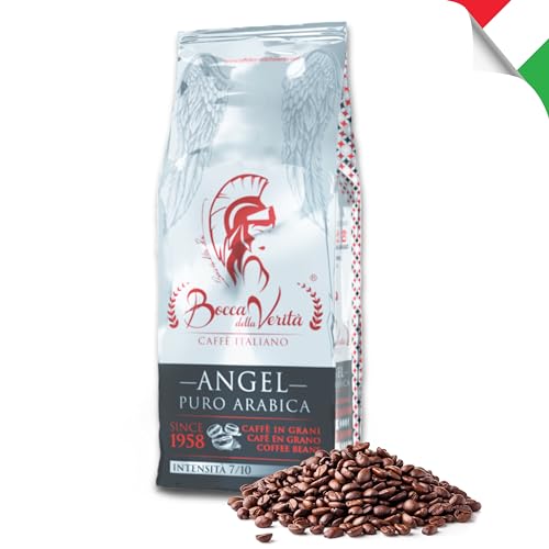 BOCCA DELLA VERITA® - Italienische Kaffeebohnen, Aroma ANGEL 100% ARABICA, 1 kg Packung, Natürlich und handwerklich gerösteter Kaffee, 100% Made in Italy, Rainforest und UTZ zertifiziert von BOCCA DELLA VERITA