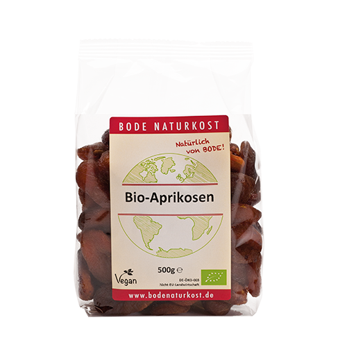 Getrocknete Aprikosen 500 g - in Bioqualität, getr. Aprikosen von bester Qualität ohne Stein - vegan - Bode Naturkost von Bode Naturkost