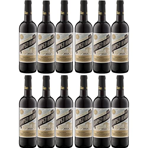 Bodega Classica Hacienda López de Haro Crianza DOCa Cuvee Rotwein Wein trocken Spanien I Visando Paket (12 Flaschen) von Bodega Classica