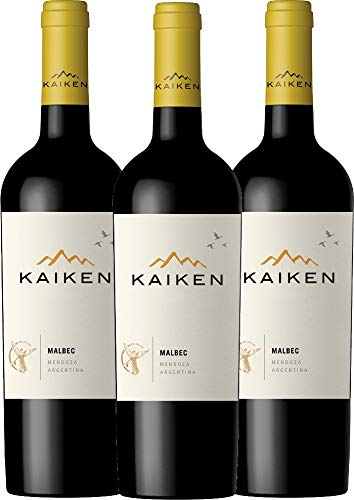 VINELLO 3er Weinpaket Rotwein - Malbec 2019 - Kaiken mit einem VINELLO.weinausgießer | trockener Rotwein | argentinischer Rotwein aus Mendoza | 3 x 0,75 Liter von Bodega Kaiken