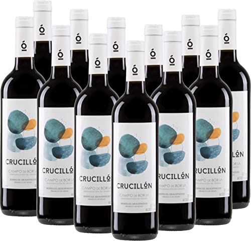 VINELLO 12er Weinpaket Rotwein - Crucillón DO 2021 - Bodegas Aragonesas mit einem VINELLO.weinausgießer | 12 x 0,75 Liter von Bodegas Aragonesas