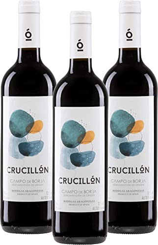 VINELLO 3er Weinpaket Rotwein - Crucillón DO 2021 - Bodegas Aragonesas mit einem VINELLO.weinausgießer | 3 x 0,75 Liter von Bodegas Aragonesas