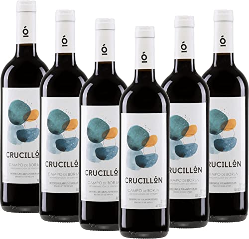 VINELLO 6er Weinpaket Rotwein - Crucillón DO 2021 - Bodegas Aragonesas mit einem VINELLO.weinausgießer | 6 x 0,75 Liter von Bodegas Aragonesas