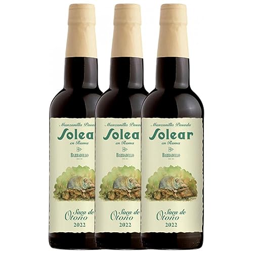 Barbadillo Solear en Rama Palomino Fino Manzanilla-Sanlúcar de Barrameda Halbe Flasche 37 cl (Schachtel mit 3 Halbe Flasche von 37 cl) von Bodegas Barbadillo