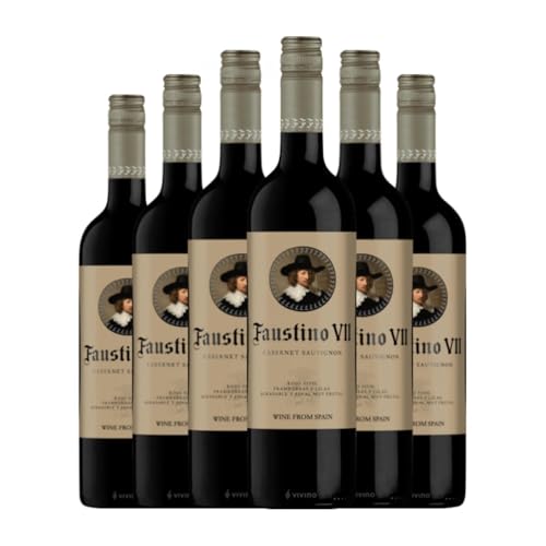 Faustino VII Cabernet Sauvignon Rioja Jung 75 cl Rotwein (Karton mit 6 Flaschen von 75 cl) von Bodegas Faustino