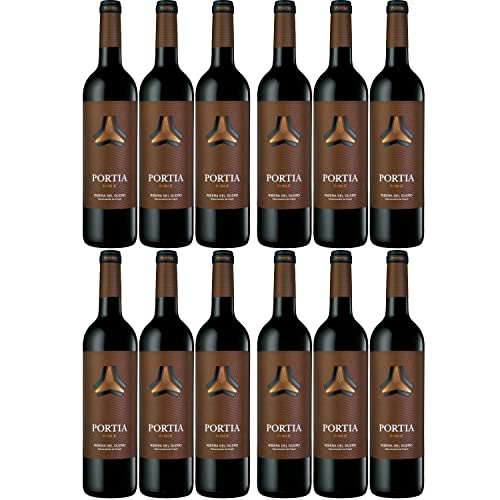 Portia Roble Rotwein Wein trocken Spanien I Visando Paket (12 Flaschen) von Bodegas Portia