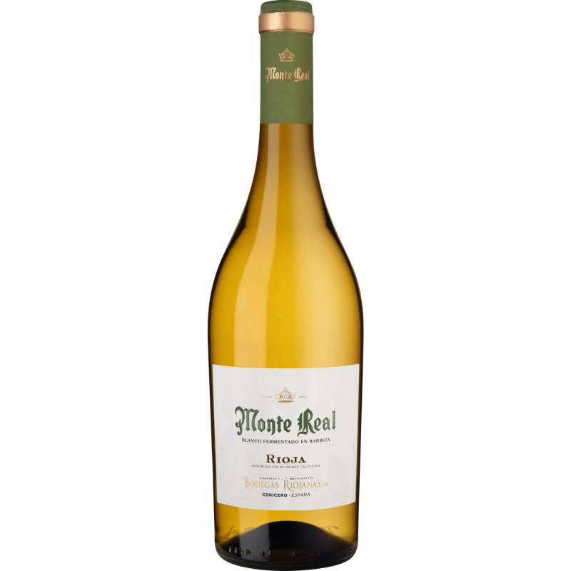 Monte Real Rioja Fermentado en Barrica Blanco, Rioja DOCa, Rioja, 2023, Weißwein von Bodegas Riojanas, S.A., Cenicero, España, R.E.N. 123-LO