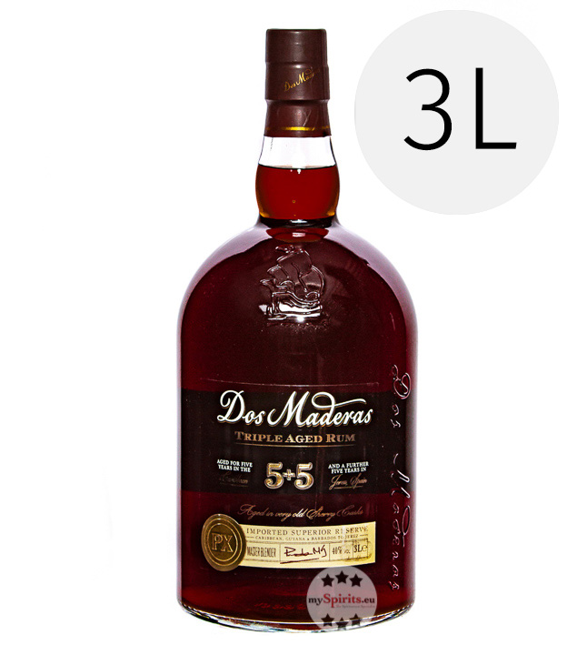 Dos Maderas 5 + 5 PX Triple Aged Rum 3l (40 % Vol., 3,0 Liter) von Bodegas Williams & Humbert