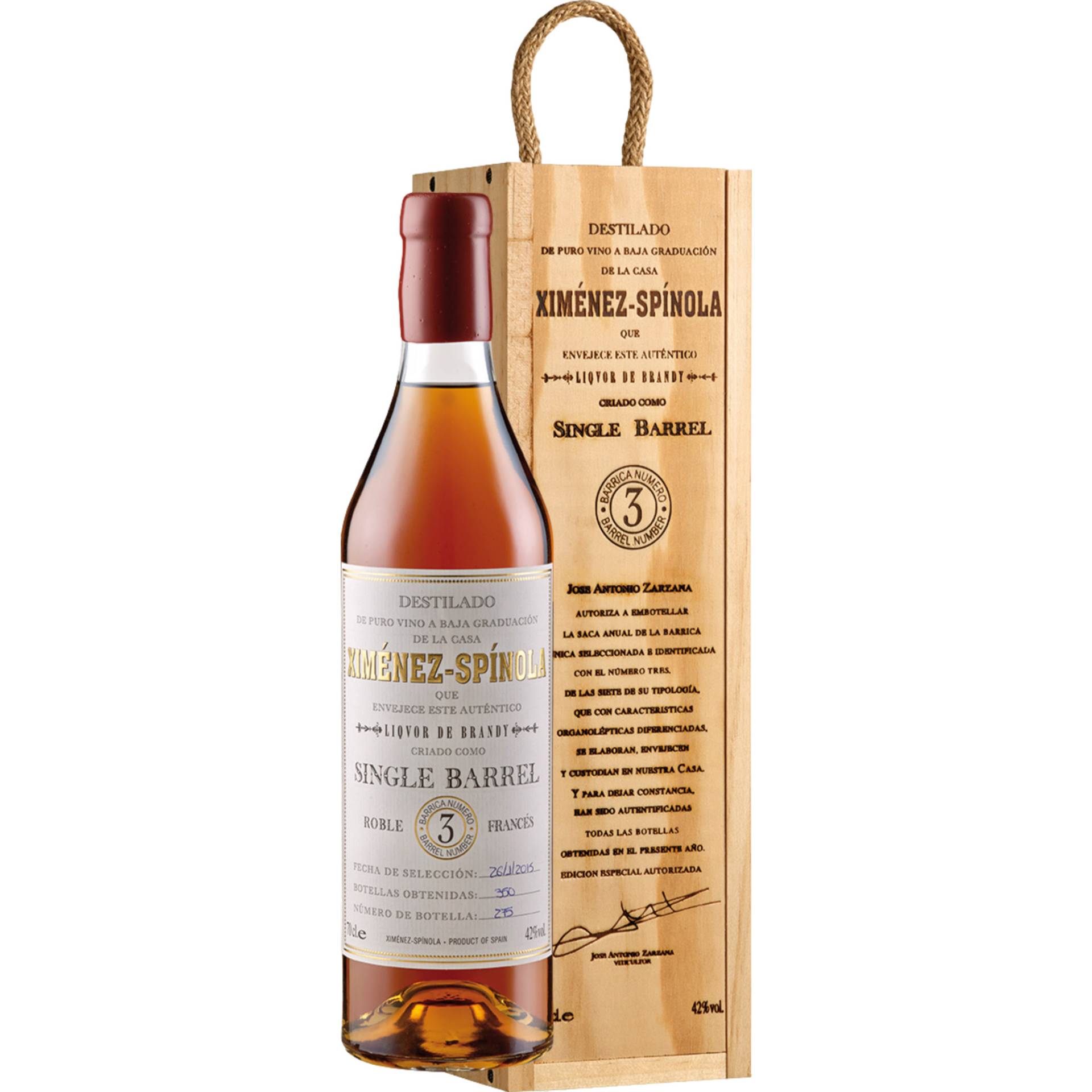 Brandy Single Barrel, 42% Vol, 0,7 L, Sherry/Jerez, Spirituosen Brandy Single Barrel, 42% Vol, 0,7 L, Sherry/Jerez, Spirituosen von Bodegas Ximènez-Spinola , ES 11408 Jerez de la frontera