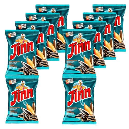 10 × 300g Jinn Sonnenblumenkerne mit Schale geröstet, leicht gesalzen | Perfekt für Snacks und Pausen | Ohne Zusatzstoffe, Natürlich | 100% Frisch und Knusprig (10 Stück, Gesalzen) von Bodesa Valore
