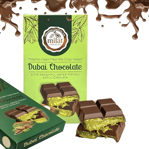 60g Dubai Schokolade im Premium-Paket | Pistaziencreme Dubai Schokolade Pistazien | Handmade Dubai Schokolade kaufen | Die Dubai Schokolade (60 Gramm Dubai Schokolade) von Bodesa Valore