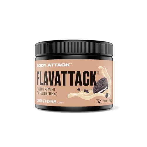 Body Attack FlavTASTIC®, Cookies n Cream, 250g / 83 Portionen-intensives Geschmackspulver für Hot & Cold und zum Backen, palmöl-, aspartam- & glutenfrei***, Made in Germany von Body Attack Sports Nutrition