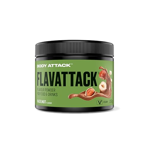 Body Attack FlavTASTIC®,Hazelnut, 250g / 83 Portionen-intensives Geschmackspulver für Hot & Cold und zum Backen, palmöl-, aspartam- & glutenfrei***, Made in Germany von Body Attack Sports Nutrition