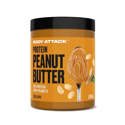 Body Attack Peanut Butter Creamy, 1kg - Erdnussbutter 30% Protein ohne Zuckerzusatz, vegan, ohne palmöl Body Attack Peanut Butter Creamy, 1kg - Erdnussbutter 30% Protein ohne Zuckerzusatz, vegan, ohne palmöl von Body Attack Sports Nutrition