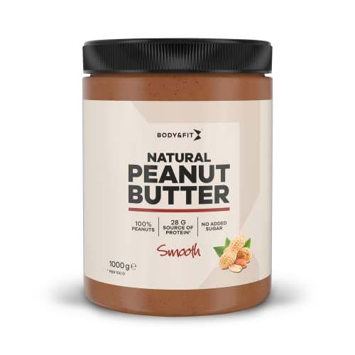 Body & Fit Natural Peanut Butter Erdnussbutter (Smooth, 1000 gramm) von Body & Fit