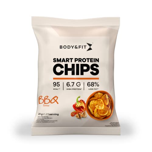 Body & Fit Smart Protein Chips - Eiweiß Snack Soja- und Kartoffelchips 12 Beutel (Barbecue) von Body & Fit