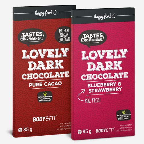 Body & Fit Smart Chocolate mit Stevia Extrakt Zartbitter 1020 gramm (12 riegel) von Body & Fit