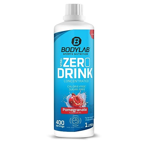Bodylab24 Vital Zero Drink Concentrated Granatapfel 1000ml, Getränkekonzentrat zuckerfrei, Zero Sirup, mit Vitaminen und L-Carnitin, Sportgetränk mit wenig Kalorien von Bodylab24