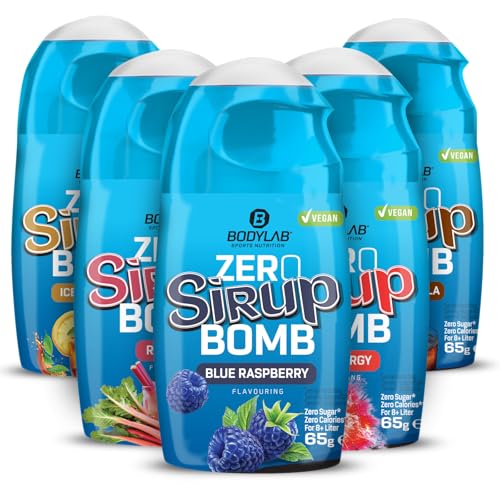 Bodylab24 ZERO Sirup BOMB Mixed Box 3, 5 x 65ml, zuckerfrei und praktisch ohne Kalorien, mit nur 1kcal je 100ml Wasser-Sirup-Mischung, hochkonzentriert, für 8 l Fertiggetränk von Bodylab24