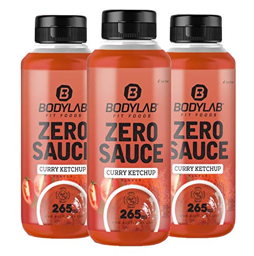 Bodylab24 Zero Sauce Curry Ketchup 265ml / 3er Pack / nur 3-5kcal je 15g Portion / fett- und zuckerfrei / ideal für jede kalorienreduzierte Ernährungsform / perfekt als Zusatz für Saucen und Dressings von Bodylab24