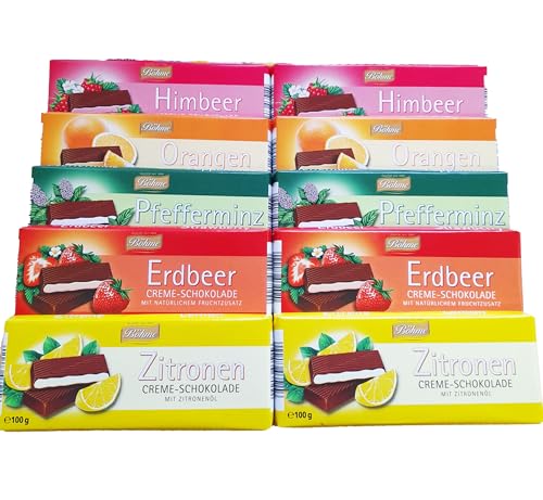 Böhme Creme- Schokolade Set Pfefferminz | Himbeer | Zitrone | Erdbeer | Orangen Vorteilspackung 10 x 100g von FOXCUP