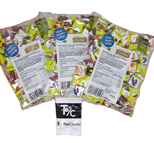 Böhme Fruchtkaramellen Vorteilspack Saure Früchte Und Cola 3 x 250g von Böhme