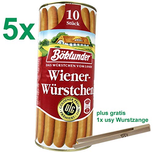 Böklunder Wiener Würstchen GASTROPACK (5x900g Konserve) = 50 Würstchen und usy Wurstzange von Böklunder Plumrose GmbH & Co. KG