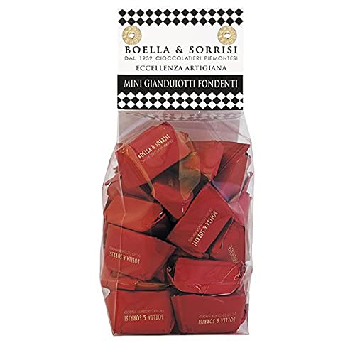 Boella & Sorrisi Gianduiotti Dunkle Schokolade Mini, Nougat Pralinen, Gianduiotto, Gianduja Nougat, glutenfrei, 200 g, aus Italien Boella & Sorrisi Gianduiotti Dunkle Schokolade Mini, Nougat Pralinen, Gianduiotto, Gianduja Nougat, glutenfrei, 200 g, aus Italien von BOELLA & SORRISI