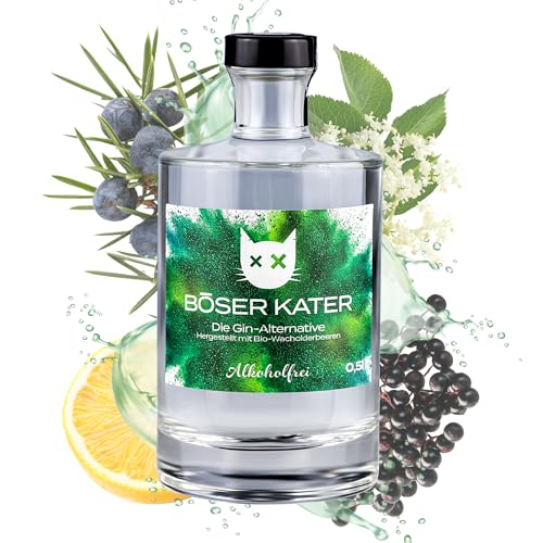 BÖSER KATER Alkoholfrei | Die Gin-Alternative mit echtem Wacholder-Geschmack, Vegan & Zuckerfrei, Perfekt für Longdrinks & Cocktails, Ideale Geschenkidee, Gin ohne Alkohol 0,5l von Böser Kater