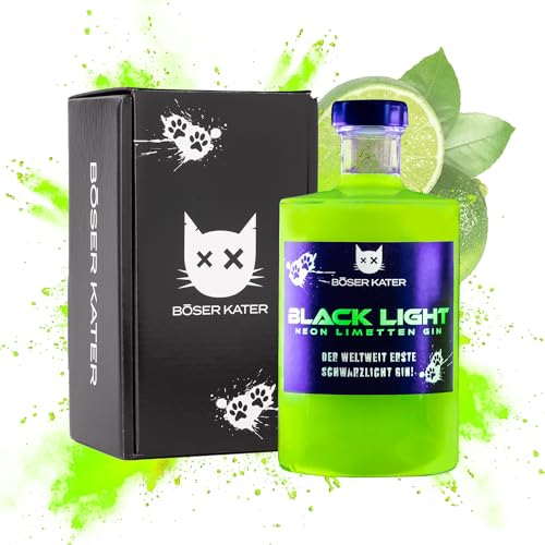 BÖSER KATER Blacklight Gin | Weltweit erster Schwarzlicht Neon Gin mit Leucht-Effekt | Partydrink | Fruchtiger Limettengeschmack | In hochwertiger Geschenkbox | Geschenkidee | 0,5l 40% Vol. BÖSER KATER Blacklight Gin | Weltweit erster Schwarzlicht Neon Gin mit Leucht-Effekt | Partydrink | Fruchtiger Limettengeschmack | In hochwertiger Geschenkbox | Geschenkidee | 0,5l 40% Vol. von Böser Kater