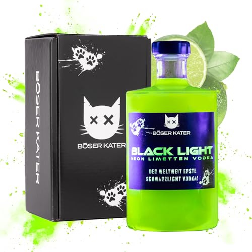 Böser Kater Blacklight Vodka | Weltweit erster Schwarzlicht Neon Vodka mit Leucht-Effekt | Partydrink | Fruchtiger Limettengeschmack | In hochwertiger Geschenkbox | Geschenkidee | 0,5l 40% Vol. Böser Kater Blacklight Vodka | Weltweit erster Schwarzlicht Neon Vodka mit Leucht-Effekt | Partydrink | Fruchtiger Limettengeschmack | In hochwertiger Geschenkbox | Geschenkidee | 0,5l 40% Vol. von Böser Kater