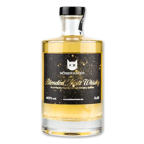 Böser Kater Blended Malt Whisky, das perfekte Geschenk für jeden Anlass, einzigartig kräftiger Geschmack, Noten von Honig & Vanille, 0,5l - 40% Vol. von Böser Kater