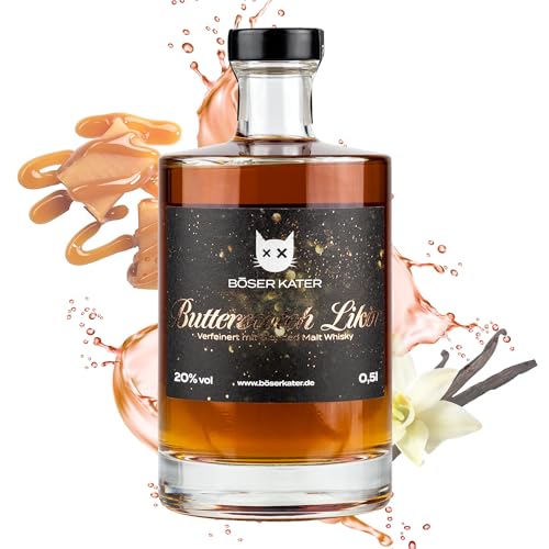 BÖSER KATER Butterscotch Likör mit Whisky, das perfekte Geschenk für jeden Anlass, einzigartig milder Geschmack, Noten von Karamell & Vanille, Caramel Liqueur, 0,5l - 20% Vol. BÖSER KATER Butterscotch Likör mit Whisky, das perfekte Geschenk für jeden Anlass, einzigartig milder Geschmack, Noten von Karamell & Vanille, Caramel Liqueur, 0,5l - 20% Vol. von Böser Kater